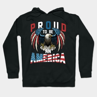 Proud To Be An American Graphic Eagle American Flag Ribbon Hoodie